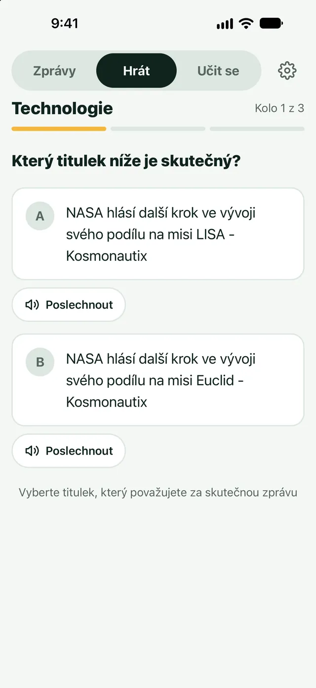 Hrajte se zprávami: Pravý titulek, nebo falešný?