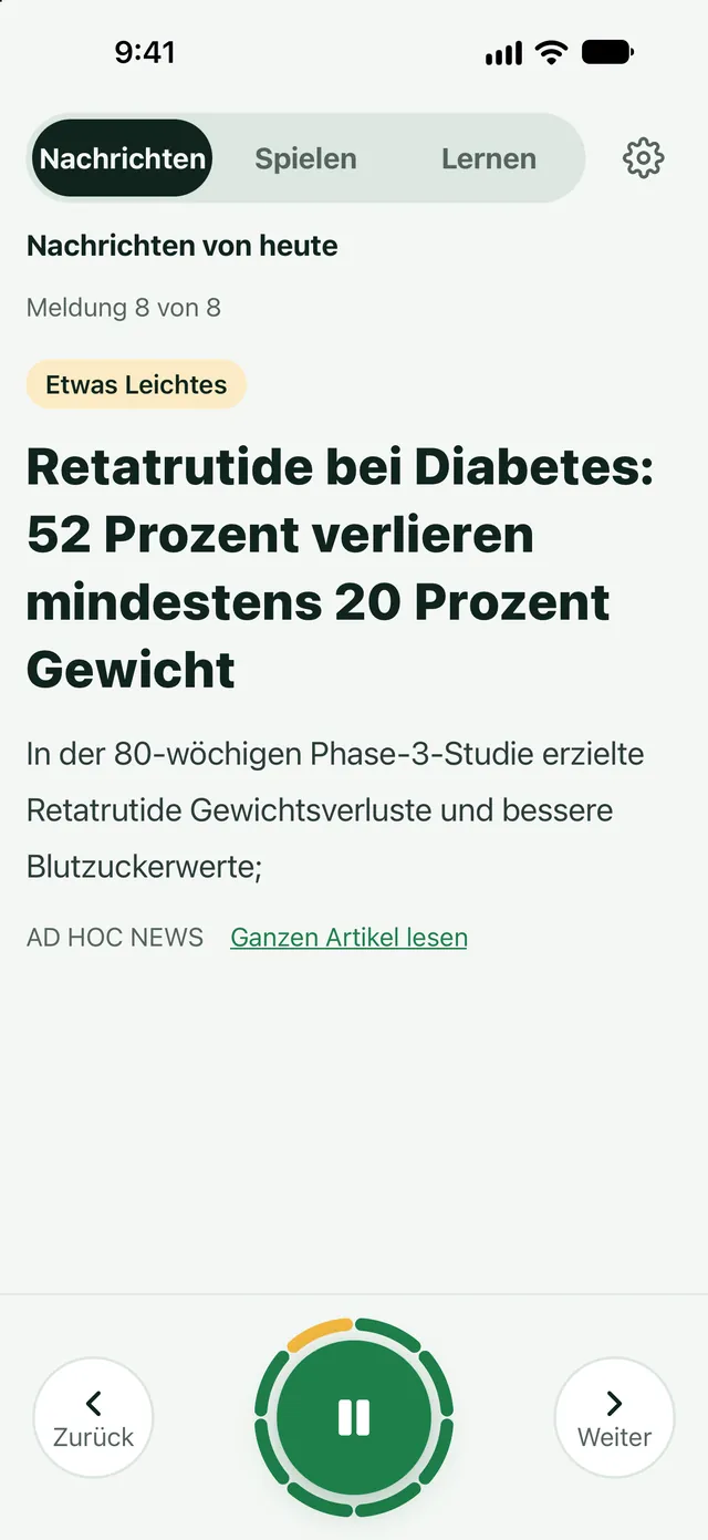 Nachrichten lesen: Tagesnachrichten, vorgelesen