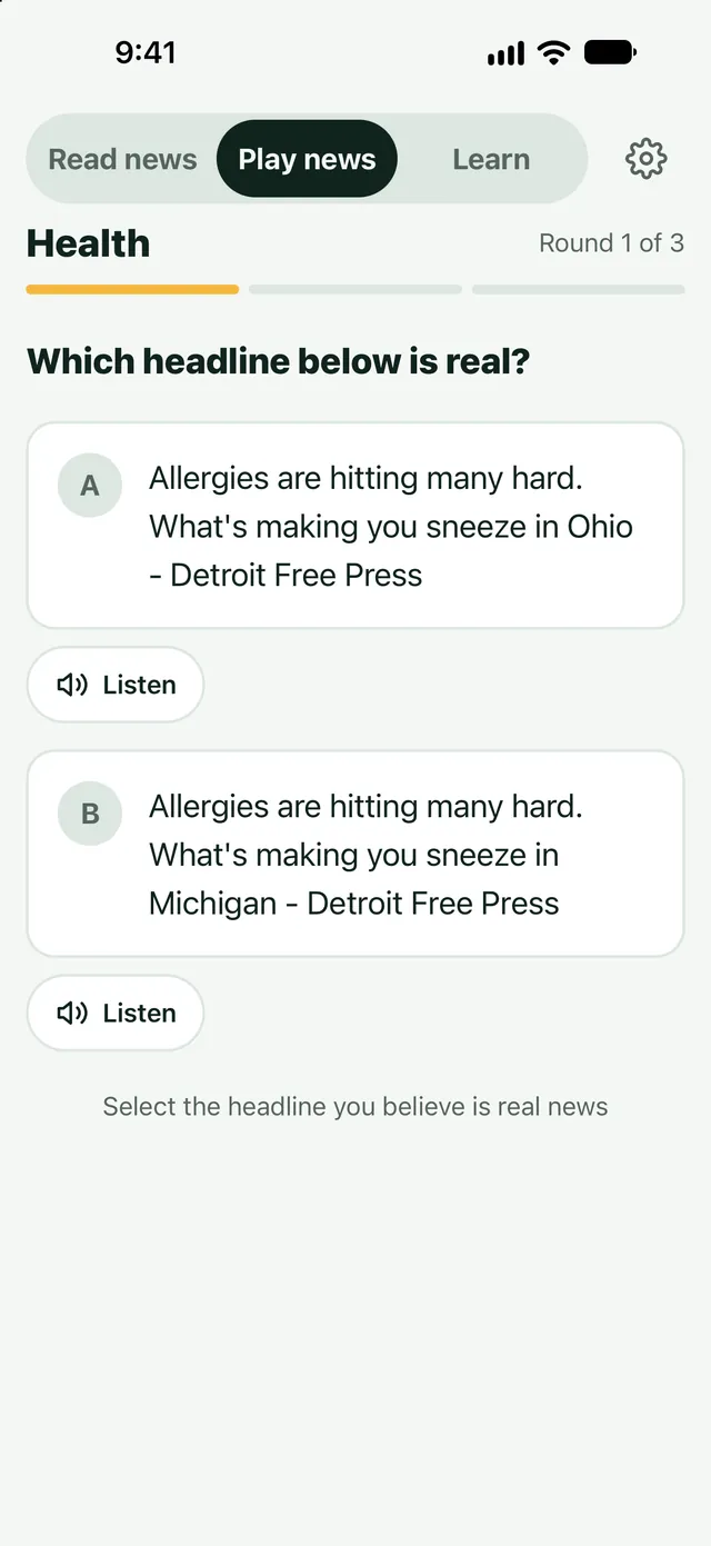 Play news: Real headline or fake?