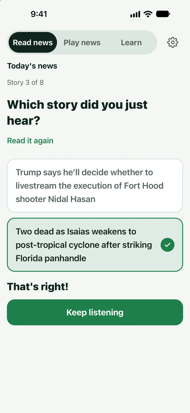 Which story did you just hear?