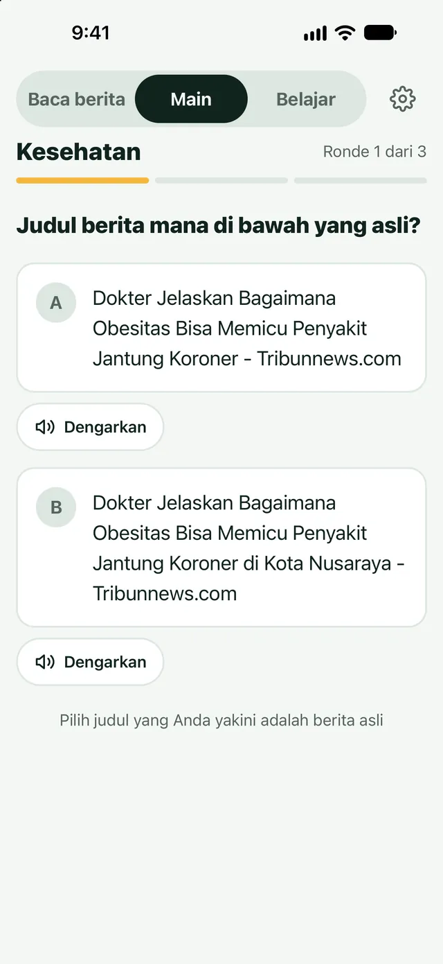 Main berita: Judul asli atau palsu?