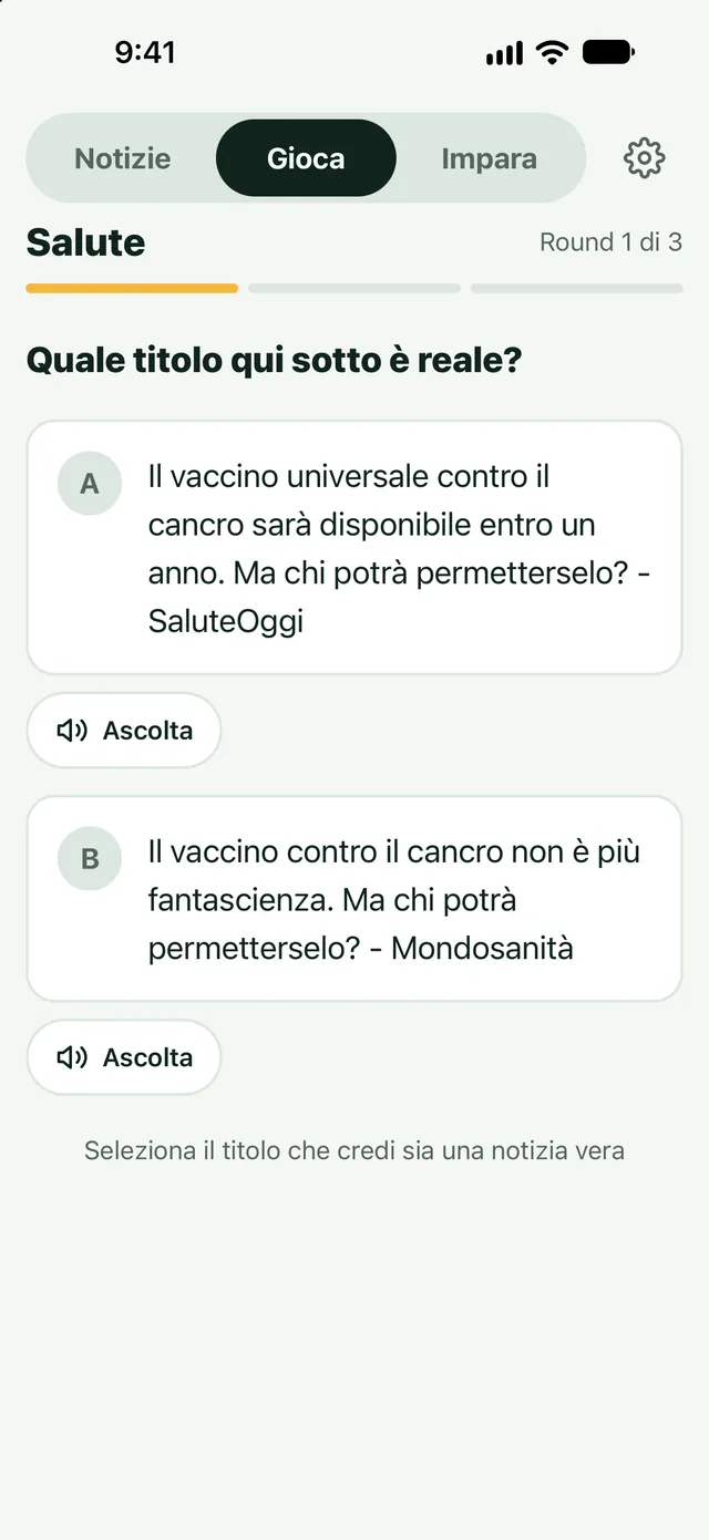 Gioca con le notizie: Titolo vero o falso?