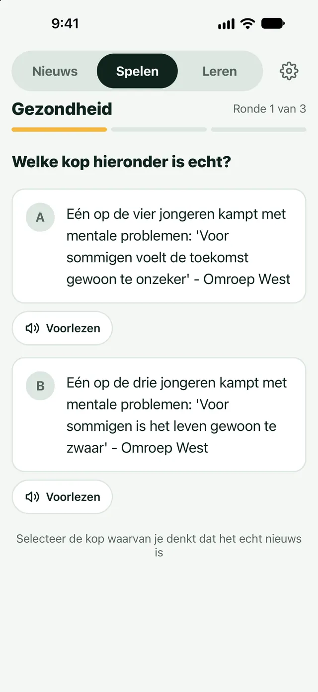 Nieuws spelen: Echte kop of nep?