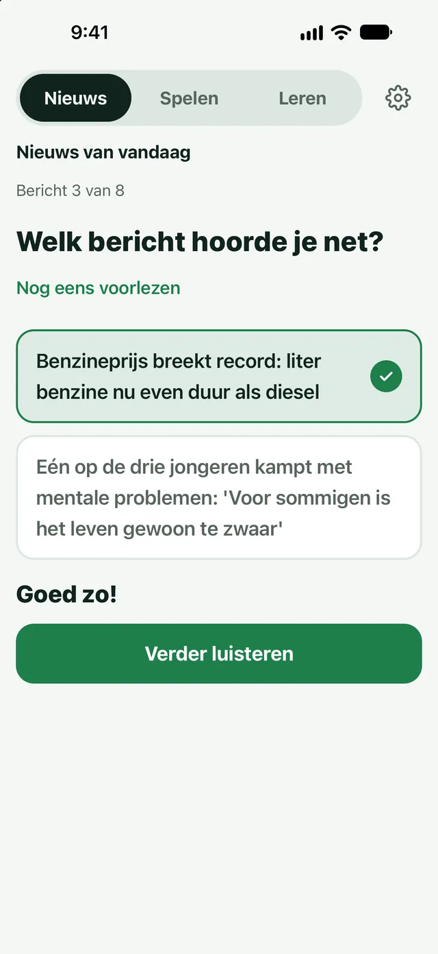 Welk bericht hoorde je net?