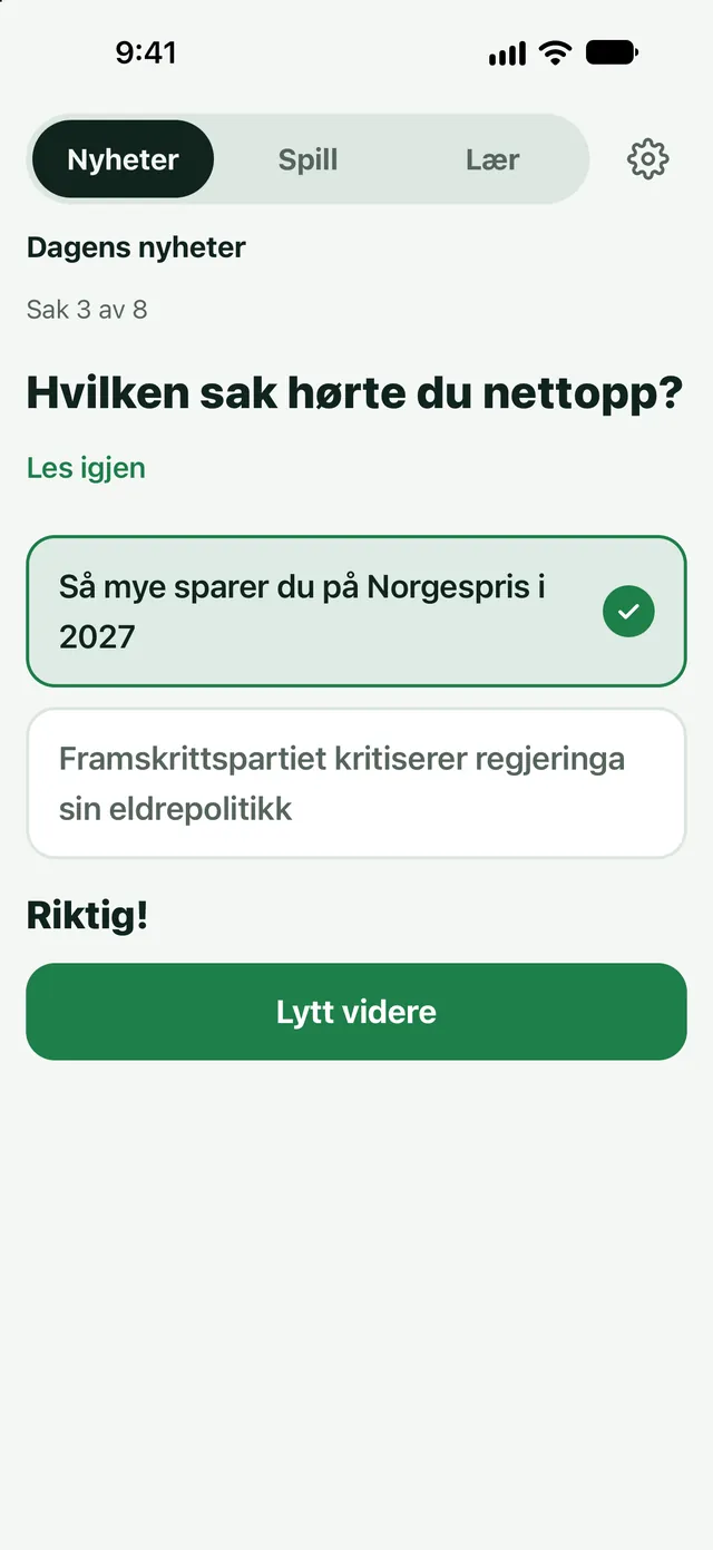 Hvilken sak hørte du nå?