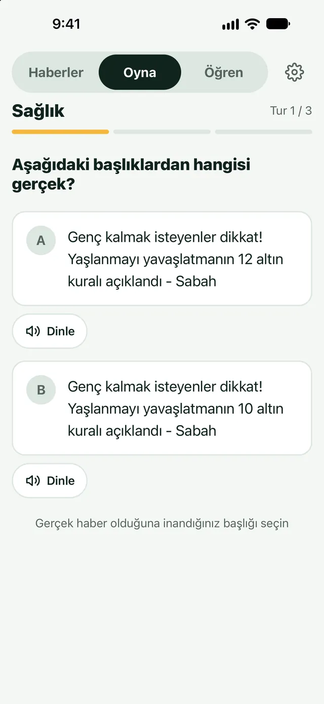 Haberle oyna: Gerçek başlık mı, sahte mi?